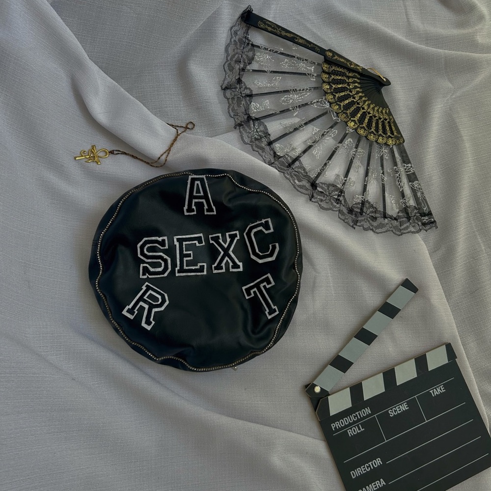 Black rock n roll edgy beret with fun detailing